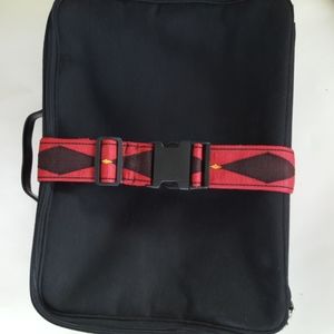 Travel Belt Luggage Strap Red Black Diamond Pattern Unisex Embellishment 90s